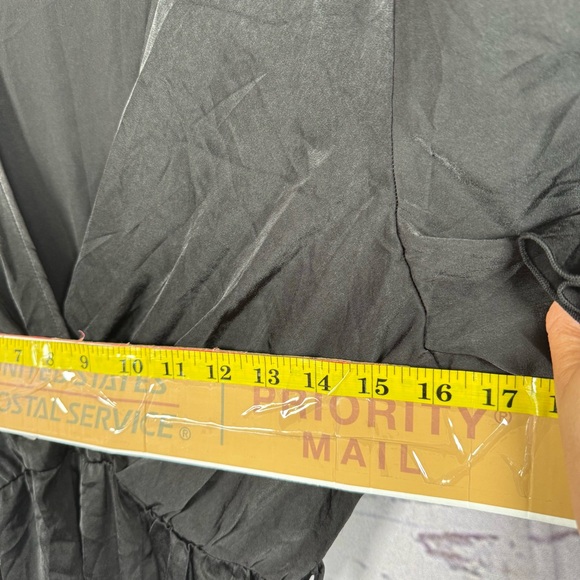 SHEIN Curve Elegant Black Faux Wrap Midi Dress Black Size 0XL - Picture 6 of 7